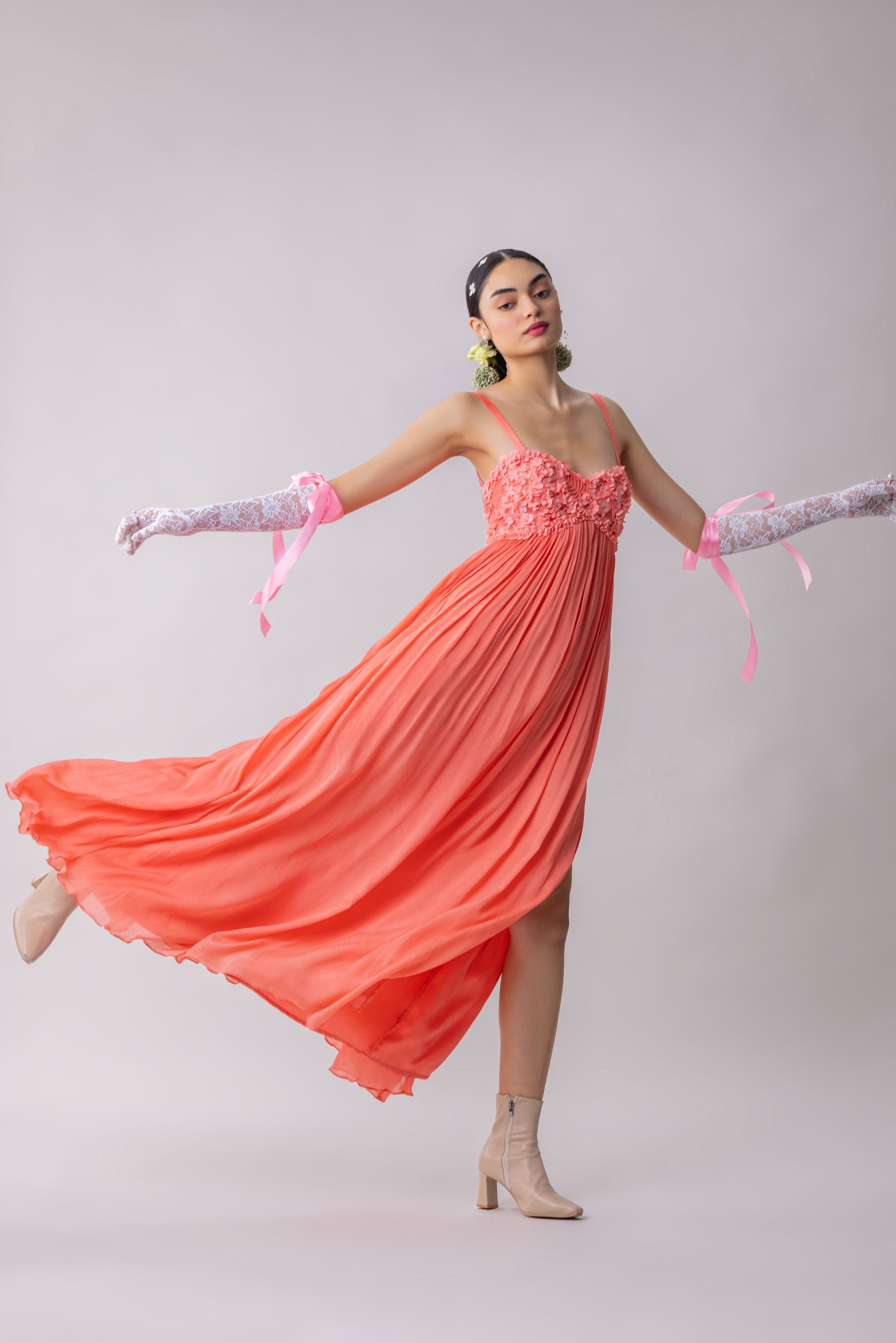 Chinnon Dress with embroidered and appliqued bustier