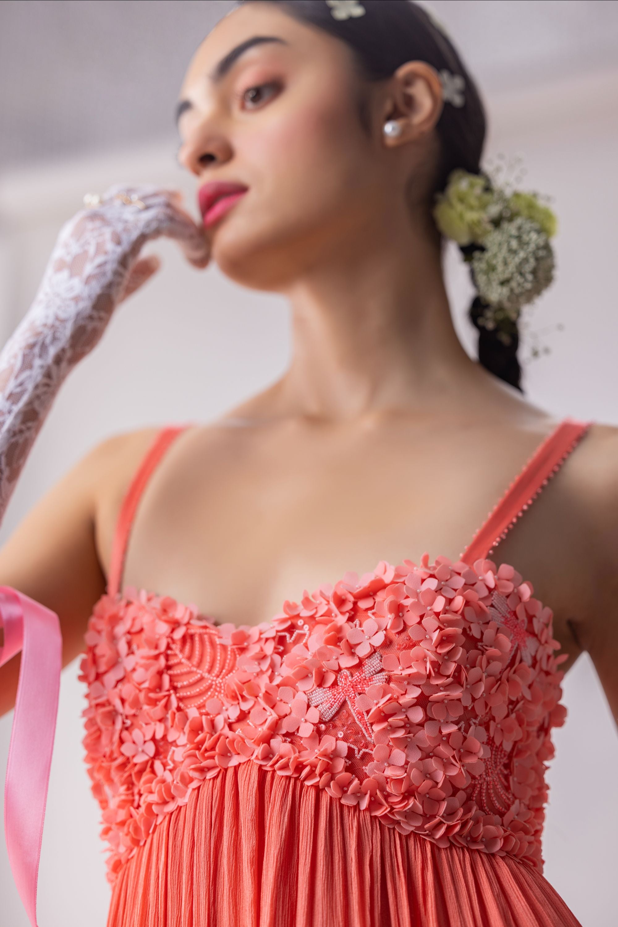 Chinnon Dress with embroidered and appliqued bustier