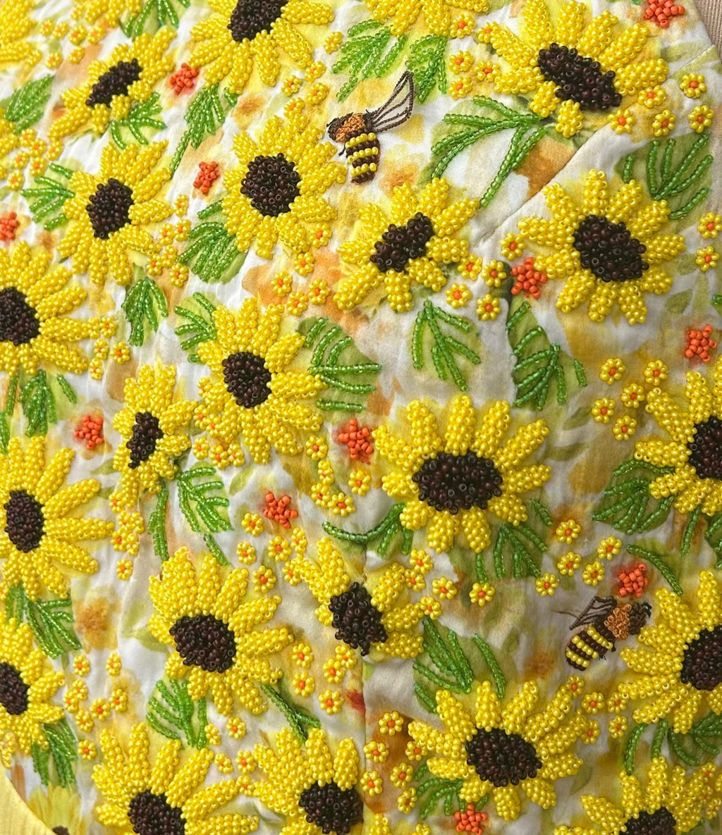 Chinnon Dress with sunflower embroidery