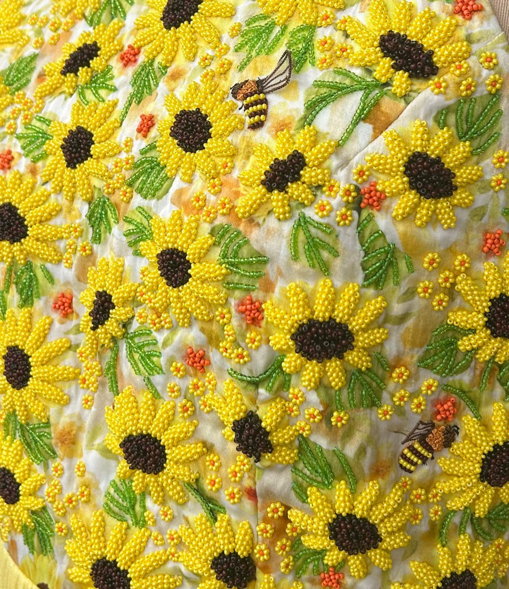 Chinnon Dress with sunflower embroidery