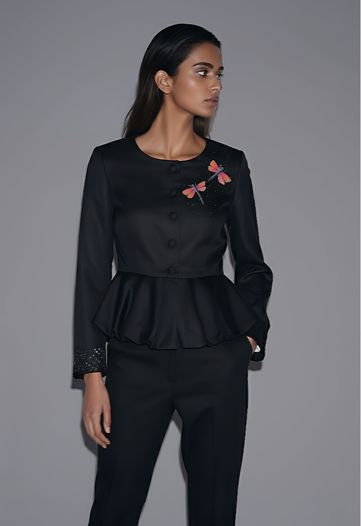 Giza Cotton self shine Blazer With Embroidered Motif