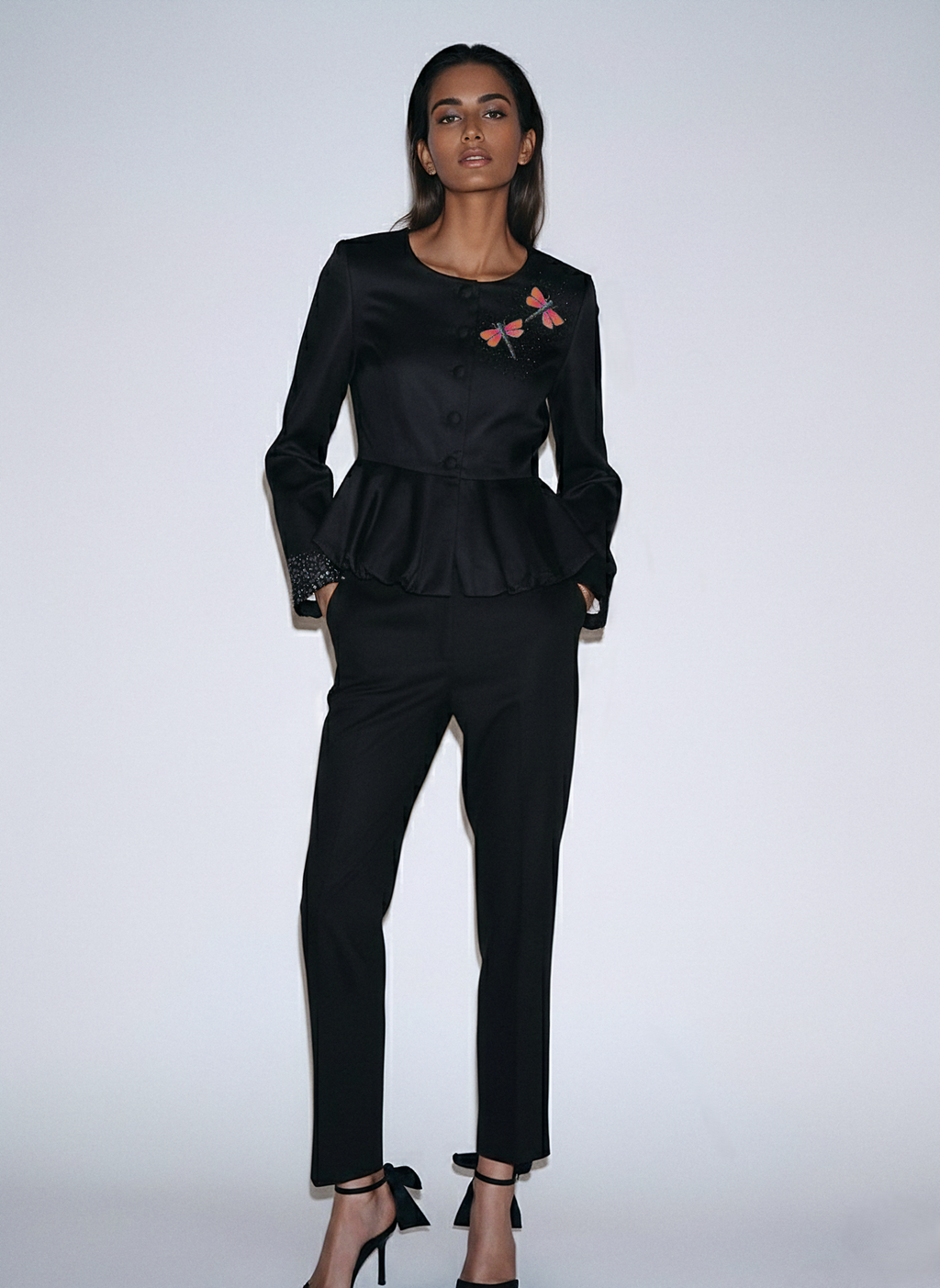 Giza Cotton self shine Blazer With Embroidered Motif