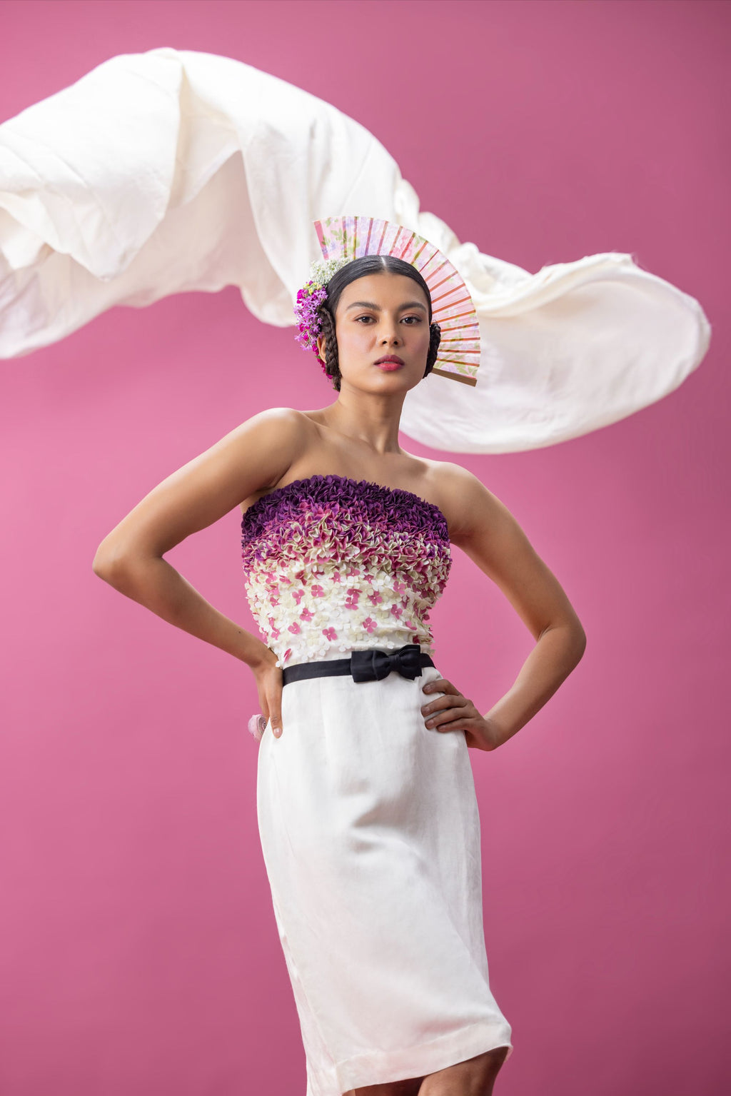 Flower applique bandeau dress