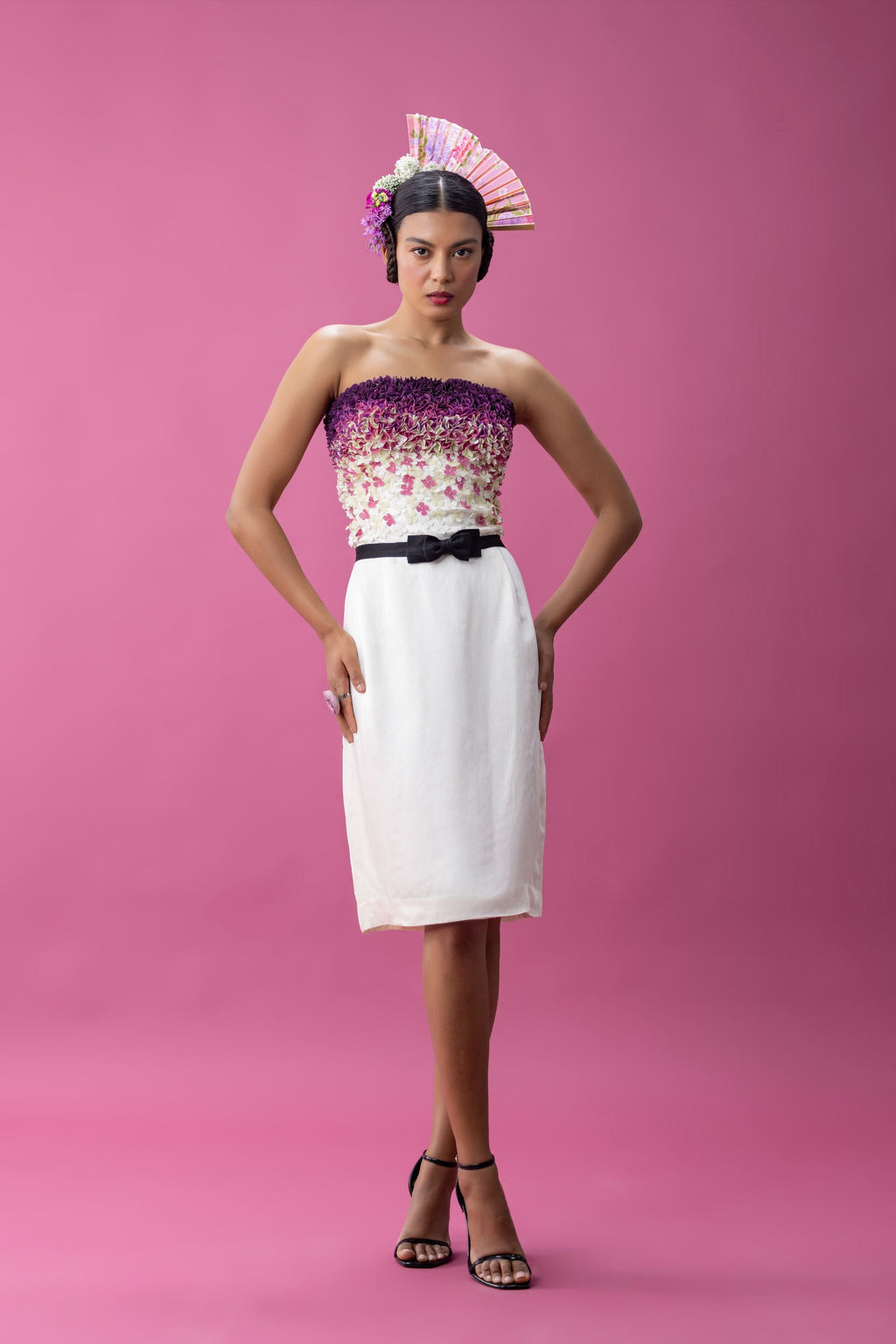 Flower applique bandeau dress