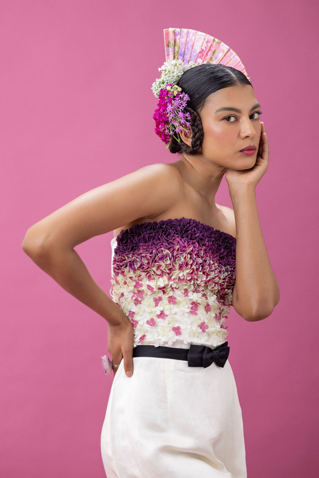 Flower applique bandeau dress