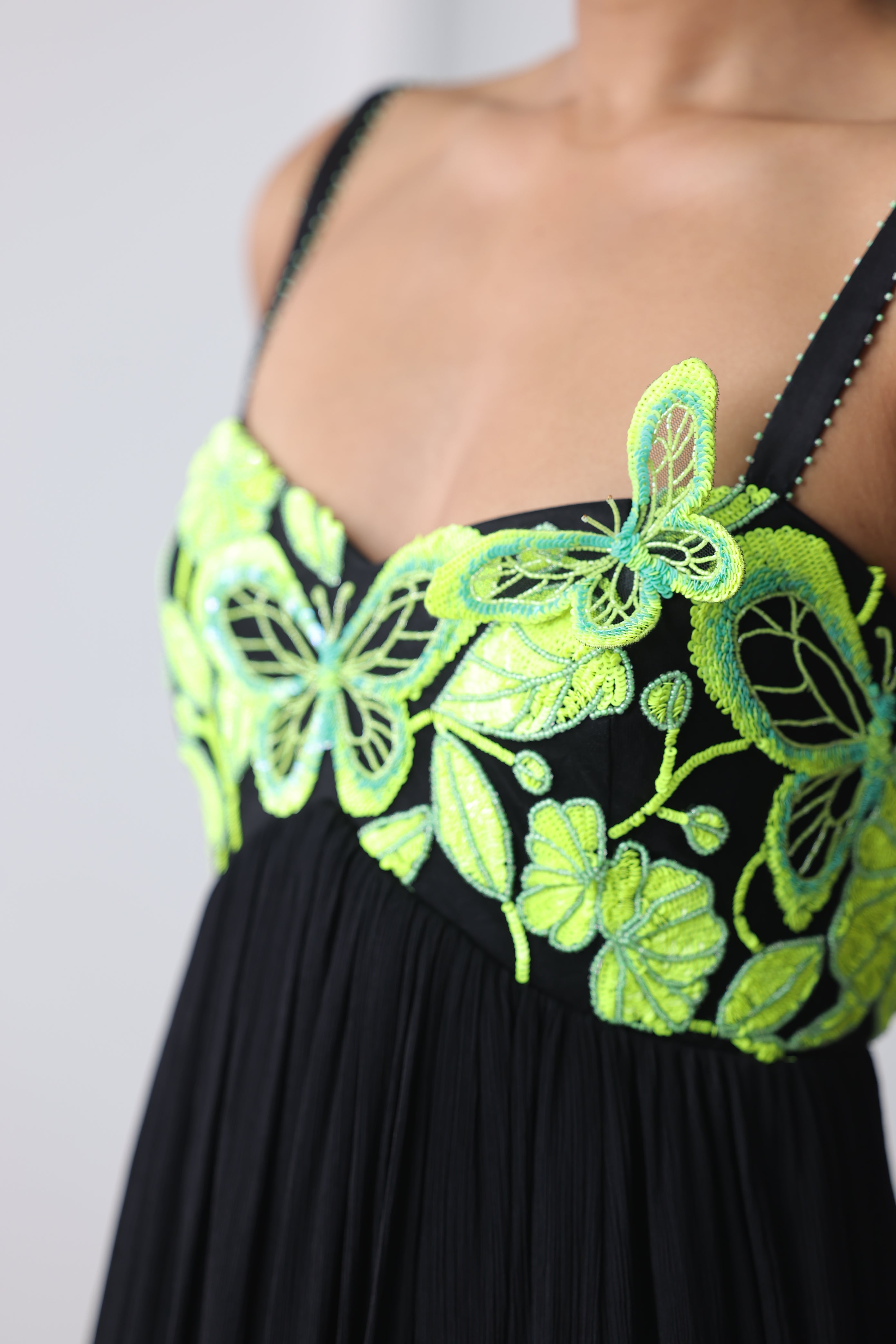 Structured blazer top  with butterfly embroidery