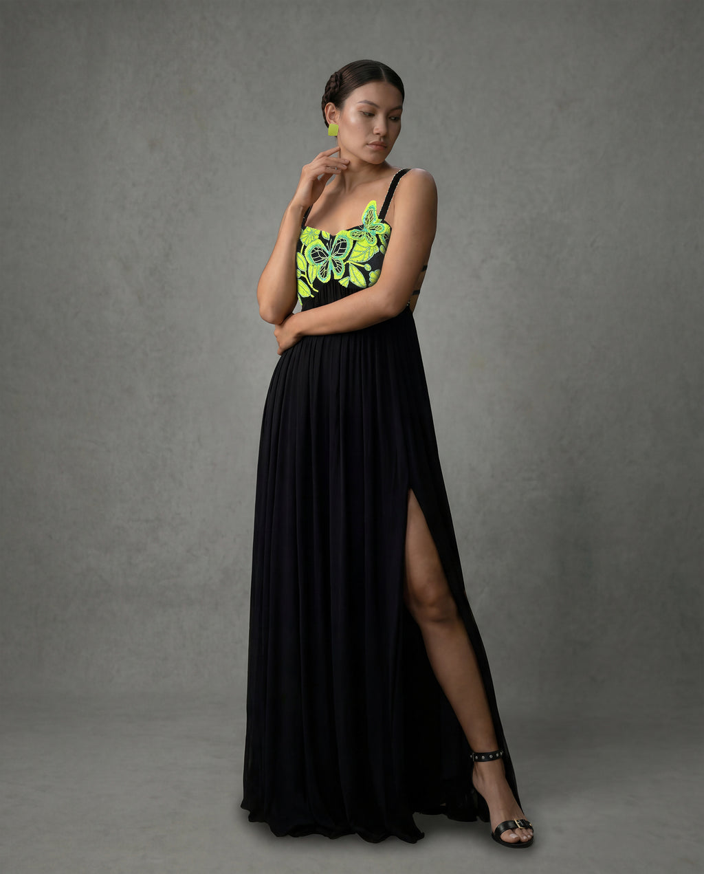 Dress with butterfly embroidery