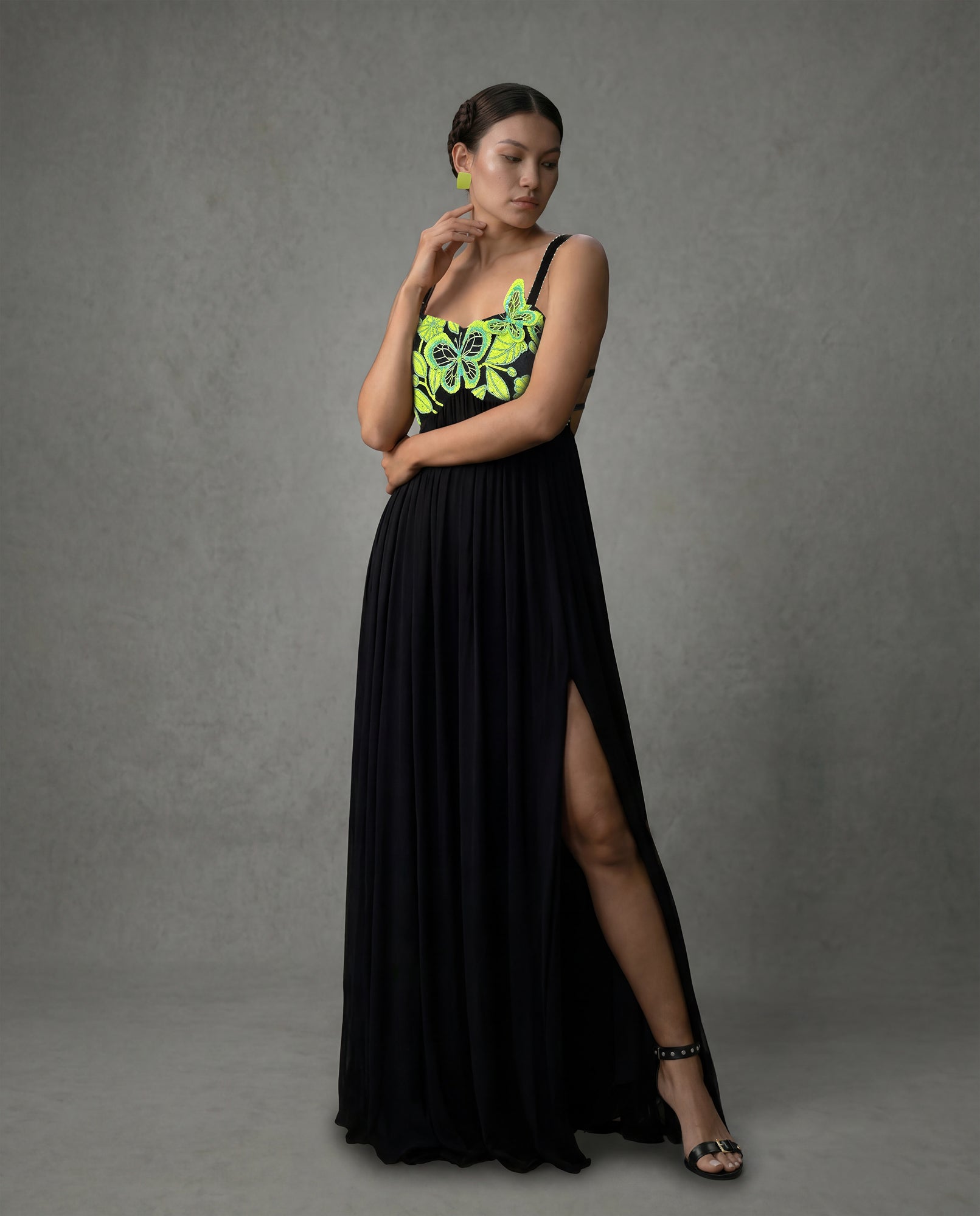Dress with butterfly embroidery